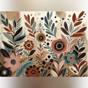 Earthy Boho Floral Painting Print